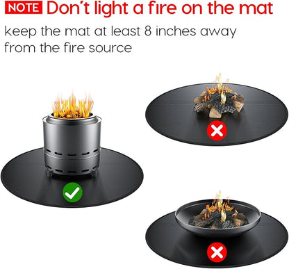 38" Fireproof Fire Pit Mat for Solo Stove Bonfire, Round Grill Mats for Outdoor Grill Deck Protector, Waterproof Pad for Solo Stove Accessories, BBQ Mat for Patio