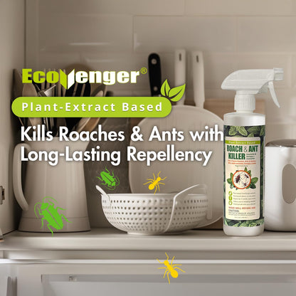 EcoVenger Roach & Ant Killer 16OZ, Kills on Contact, Extended 4-Week Deterrence, Kills Cockroaches, Ants & Other Indoor & Outdoor Crawling Insects, Peppermint Oil, Non-Toxic, Safe for Children & Pets