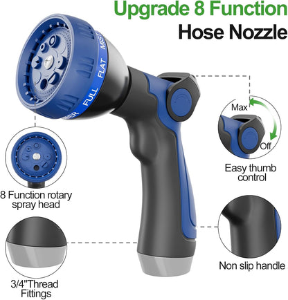 SPECILITE 200ft 304 Stainless Steel Garden Hose Metal, Heavy Duty Water Pipe with Nozzles for Yard, Outdoor - Flexible, Never Kink & Tangle, Puncture Resistant (Sliver)