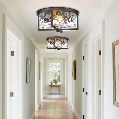 Kitchen Ceiling Light Fixtures, 13" Flush Mount Ceiling Light, Modern Close to Ceiling Light Fixtures, Hammered Glass Flush Ceiling Light Antique Ceiling Light for Kitchen,Dining Room,Hallway