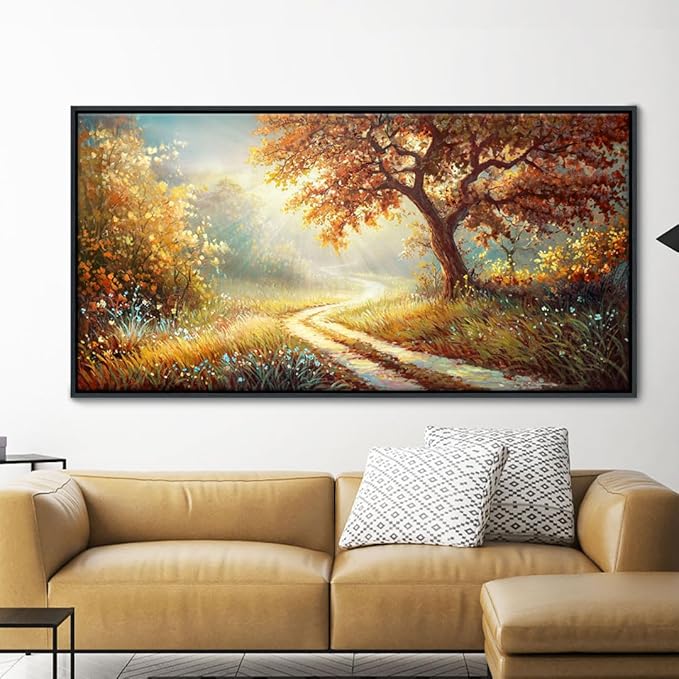 Forest Canvas Wall Art Large Wall Decor for Living Room Farmhouse Landscape Painting Wall Pictures Office Mural Farmhouse Home Decor 24x48 Inches Wood Framed