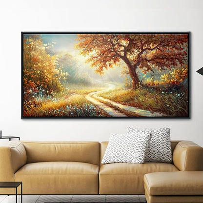 Forest Canvas Wall Art Large Wall Decor for Living Room Farmhouse Landscape Painting Wall Pictures Office Mural Farmhouse Home Decor 24x48 Inches Wood Framed