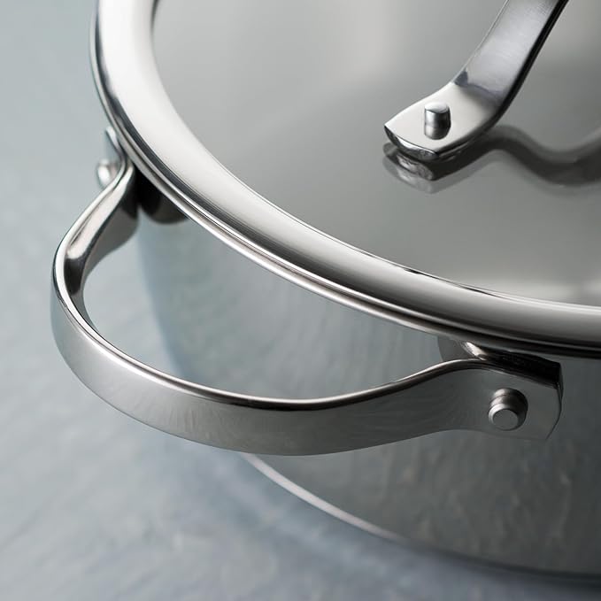 Tramontina Tempo Tri-Ply Base Stainless Steel 8-Quart Stock Pot with Glass Lid, Induction-Ready Pasta Pot, Oven-Safe, Dishwasher-Safe