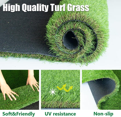 Petgrow Luxurious Artificial Grass Realistic Turf 12 X 67 Feet,1.57 Inch Pile Height Ultrathick Indoor/Outdoor Dog Fake Faux Grass,Synthetic Grass Rug Garden Landscape Patio,Drainage Holes
