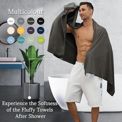 Extra Large Bath Towels Set 35x70 Inches - Dark Coffee Luxury 600 GSM Oversized Bath Sheet Towel,Ultra Soft Microfiber - Quick Dry,Highly Absorbent Shower Towels Spa Hotel Bathroom Towel Set (4-Pack)