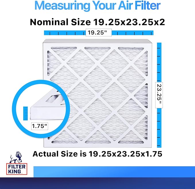 Filter King 19.25x23.25x2 Air Filter | 4-PACK | MERV 8 HVAC Pleated A/C Furnace Filters | MADE IN USA | Actual Size: 19.25 x 23.25 x 1.75"