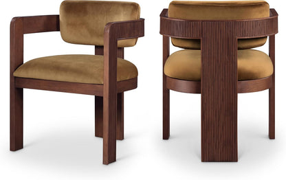 Meridian Furniture Sacha Velvet/Rubberwood Dining Chair, Saddle, Set of 2