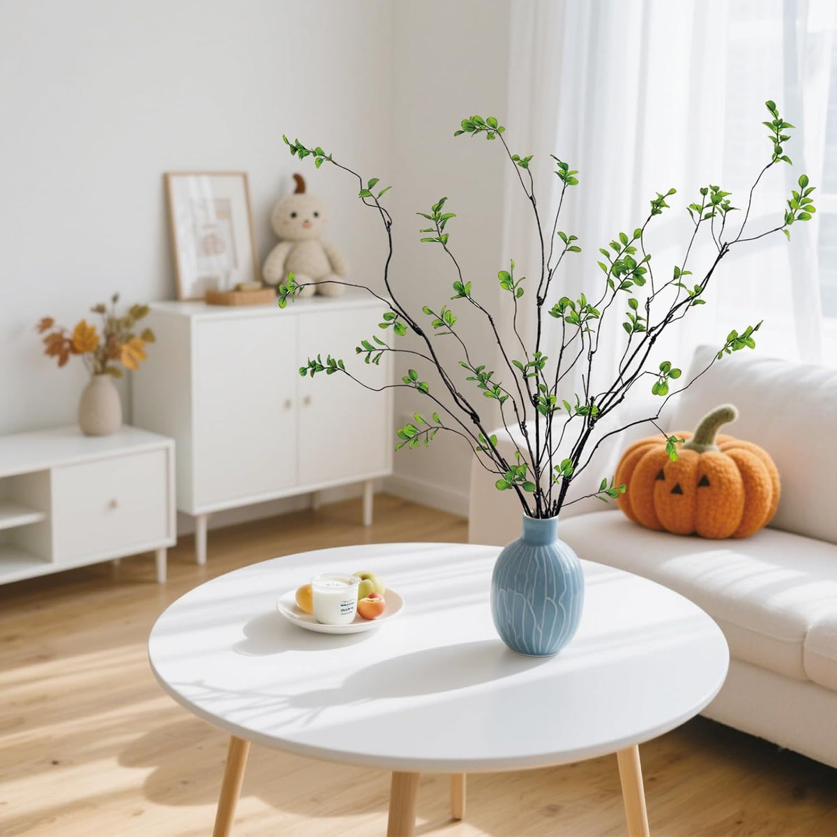 4 Pcs Artificial Ficus Branches Faux Eucalyptus Stems, 47.2 Inch Fake Greenery Stems Artificial Plants for Vase Filler Decoration, Fake Leaves Branches Centerpieces Decor