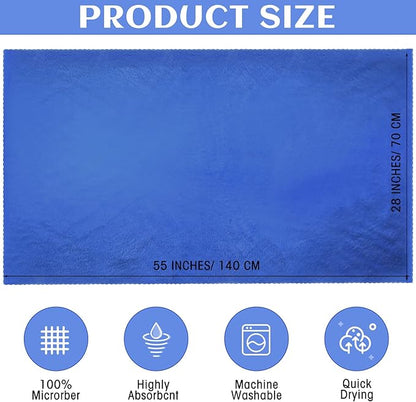 Newwiee 24 Pcs Coral Velvet Microfiber Bath Towels Sets 28 x 55 Inch Large Absorbent Multipurpose Quick Drying Soft Body Towels for Shower Bathroom Beach Fitness Yoga Sports Spa(Blue)
