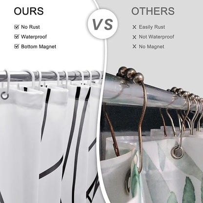 Punkray Black and White Striped Wavy Line Polyester Shower Curtain for Bathroom, Extra Long 84 Inches, Weighted Hem, Waterproof Bath Accessories - Machine Washable