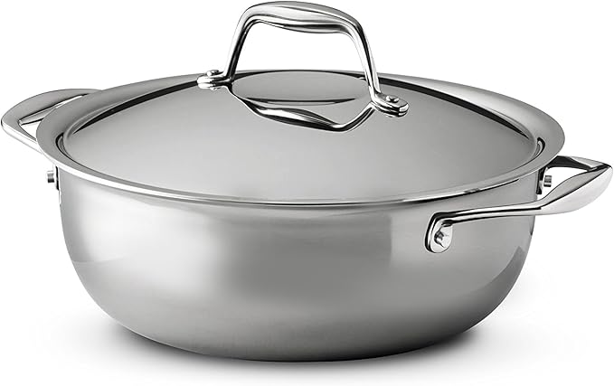 Tramontina Signature Tri-Ply Clad Stainless Steel 4-Quart Universal Pan with Lid, Induction-Ready Cooking Pan, Dishwasher-Safe, NSF-Certified, Made in Brazil