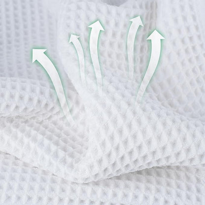 New Microfiber Waffle Bath Towels, 2 Pieces, Oversized, Soft, Absorbent, Fast Drying, Lint Free (Gray+White)