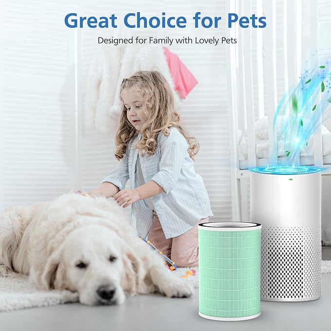 2 Pack True HEPA Filter, 4 in 1 Pet Replacement Filter, 360 4-Stage Filtration, Compatible With Afloia KILO, KILOPLUS, KILOPRO, MIRO, MIRO PRO, MORENTO MR-Kilo, Kalo Air Purifier, Green