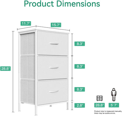 AODK Small Dresser for Bedroom Nightstand with 3 Storage Drawers, White | Chest of Drawers End Table for Living Room, Closet Dresser with 3 Storage Drawers Organizer Clothes
