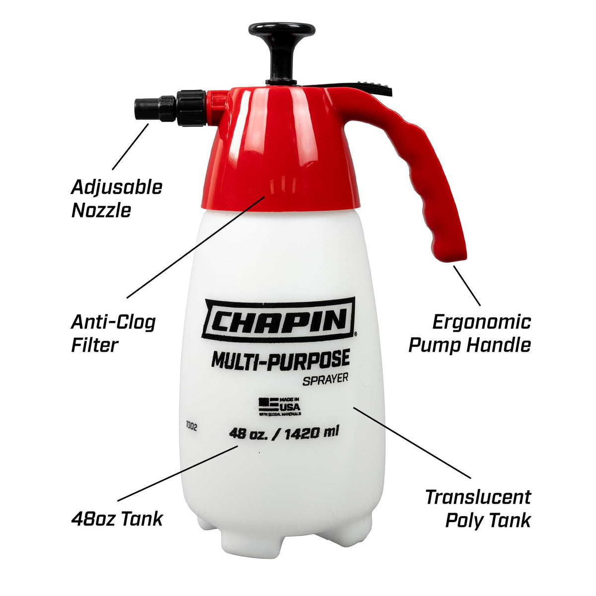 Chapin 48oz Handheld Sprayer, Anti-Clog for Continuous Spray