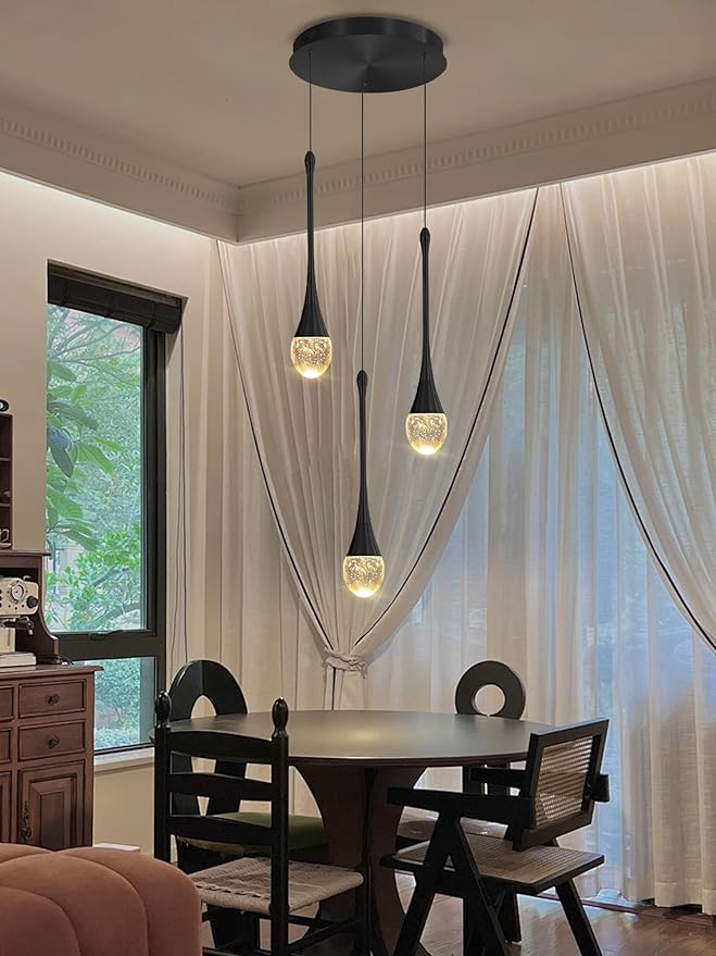 Pendant Lights Kitchen Island 3-Lights Pendant Chandelier for Dining Room Hallway Stairwell,LED Dimmable 2700K-6000K