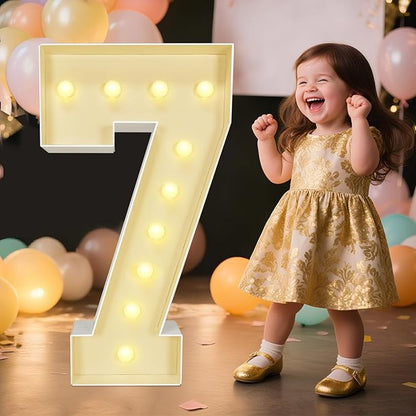 Marquee Light Up Numbers: 3FT Large Decorative Letters Signs for Party Decorations Baby Shower Birthday Wedding Engagement Anniversary, 3 Feet Tall Pre-Cut DIY Foamboard Number 7 - Easy to Assemble