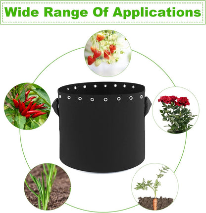 15 Gallon Plant Grow Bags 5-Packs with Holes,Thichkened Non-Woven Aeration Fabric Pots with Handles - Reinforced Weight Capacity