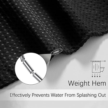 84 inch Long Waffle Textured Fabric Shower Curtains, 256GSM Heavy Duty Weighted Shower Curtains, Hotel Quality Luxury Polyester Bathroom Curtain with 12 Hooks, 72Wx84H