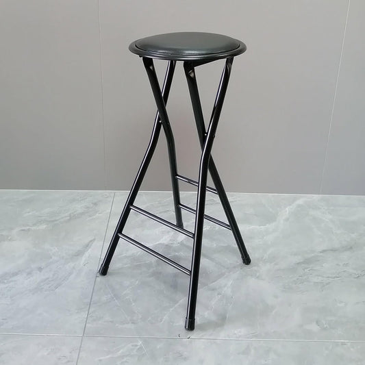 Folding Bar Stool, 24 /28 Inch Heavy-Duty Padded Portable Tall Chair Stool, Backless Counter Height Bar Stool with 225lb Capacity for Kitchen, Recreation Room, or Game Room ( Color : Black , Size : 70