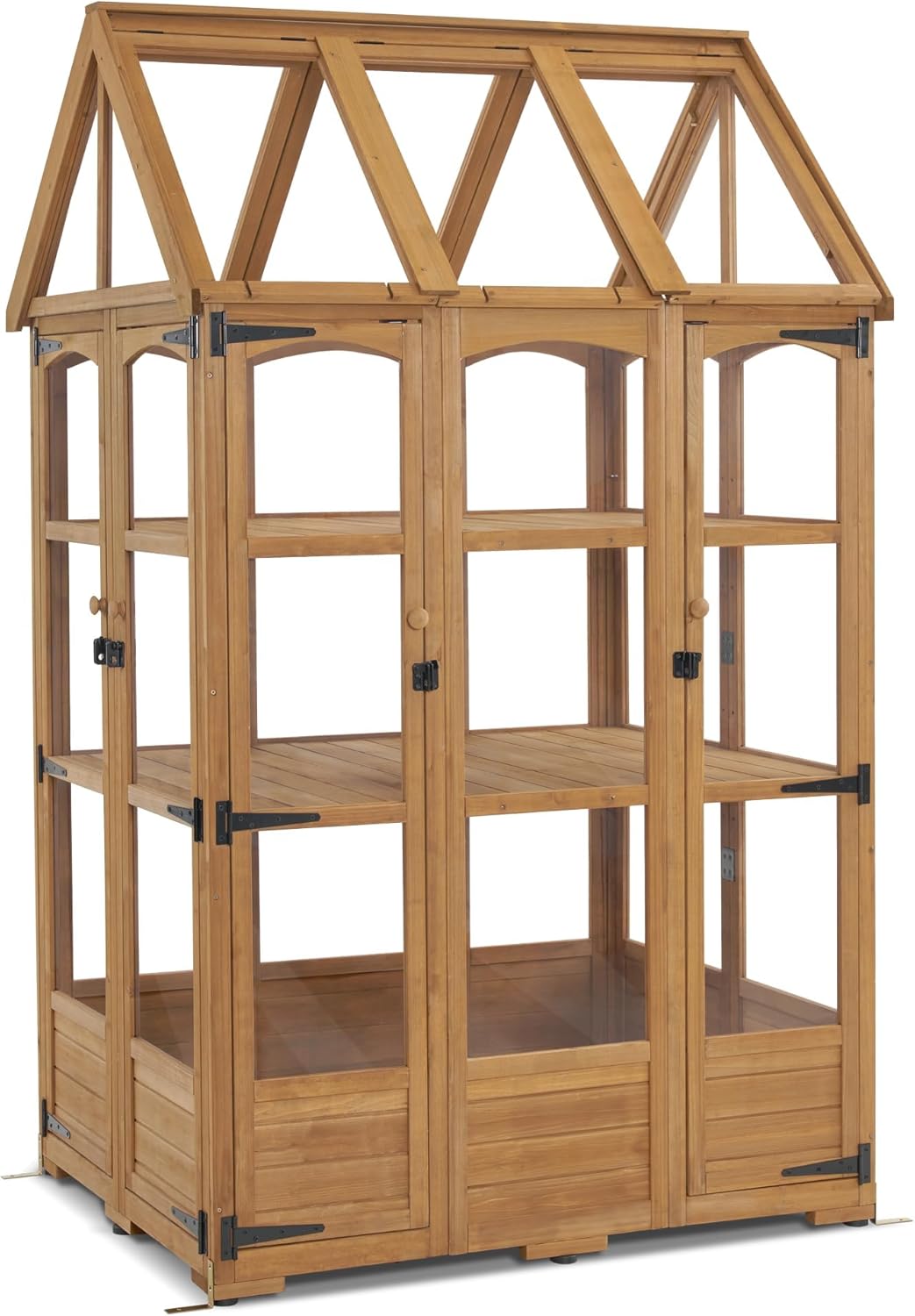MCombo Wooden Greenhouse, Outdoor Greenhouse with Adjustable Roof Vent and 6 Lockable Door for Backyard/Outdoor Use, (48 x 38.8 x 83.9 Inches) 0851 (Natural)