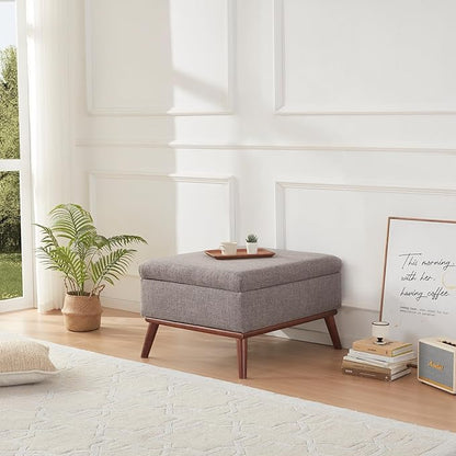 Kingfun 65" W Loveseat Sofa with Ottoman Coffee Table, Mid Century Modern Decor Love Seat Couches and Ottoman with Storage for Living Room, Button Tufted Upholstered Love Seats Furniture Set, Grey