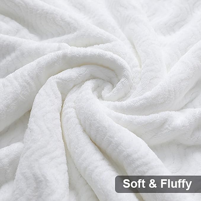 Ultra Soft 8 Piece Textured Bath Towel Set for Bathroom Shower Pool, Kitchen, Quick Dry, Lightweight Highly Absorbent - 2 Oversized Bath Towel Sheets, 2 Hand Towels, 4 Washcloths - White