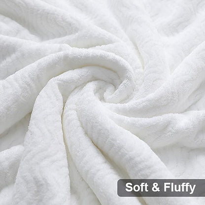 Ultra Soft 8 Piece Textured Bath Towel Set for Bathroom Shower Pool, Kitchen, Quick Dry, Lightweight Highly Absorbent - 2 Oversized Bath Towel Sheets, 2 Hand Towels, 4 Washcloths - White