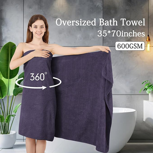 8-Piece Purplr Bath Towels Set,2 Oversized Large Bath Towels Sheet,2 Hand Towels and 4 Washcloths - 600 GSM Soft Luxury Towel Set,Highly Absorbent Quick Dry Towel Collection for Bathroom,Hotel and Spa