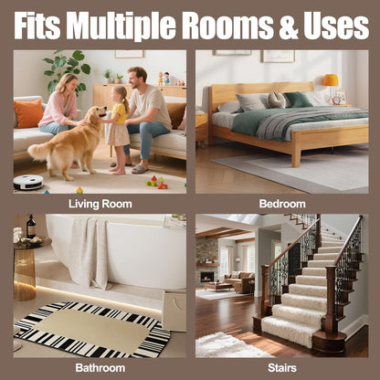 Premium Rug Grippers & Carpet Tape – 8PCS Square Anti-Slip Pads for Area Rugs, 3.9 Inch, Prevent Curling & Sliding, Ideal for Hardwood, Tile, Marble, and Laminate Floors