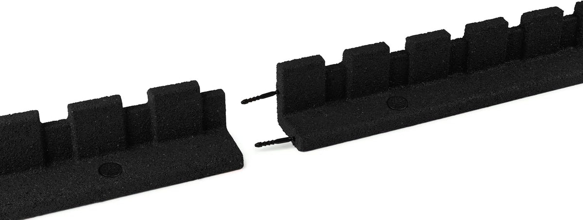 Playsafer L-Shaped Flexible Rubber Castle Edger for Lawns Landscaping and Playground | Easy No Dig Installation (4 Pack, Black)
