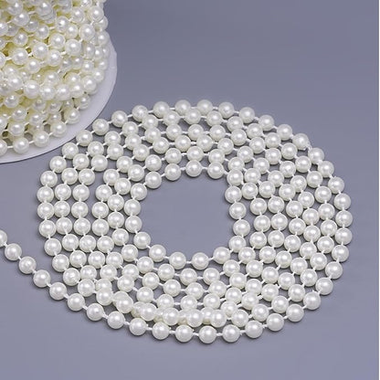 27 Yards/82 Feet Pearl Garland Craft String Pearls, Faux Pearl for Wedding Party Decoration, Christmas Tree Decorations and DIY Crafts (Ivory, 6 mm 82 Feet)