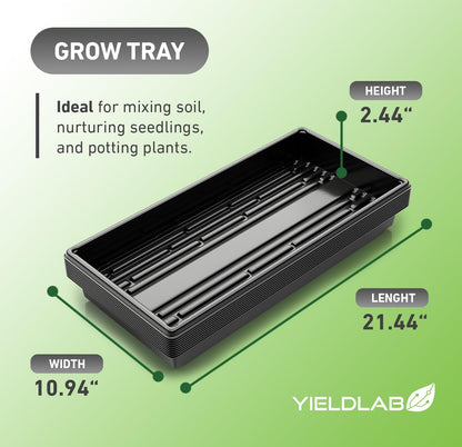 10x20 Inch Black Plastic 10 Pack Plant Propagation Tray – Growing Trays for Garden, Planting, Seedling, Soil & Hydroponic Horticulture - Microgreen Trays Grow Plants - No Drain Holes