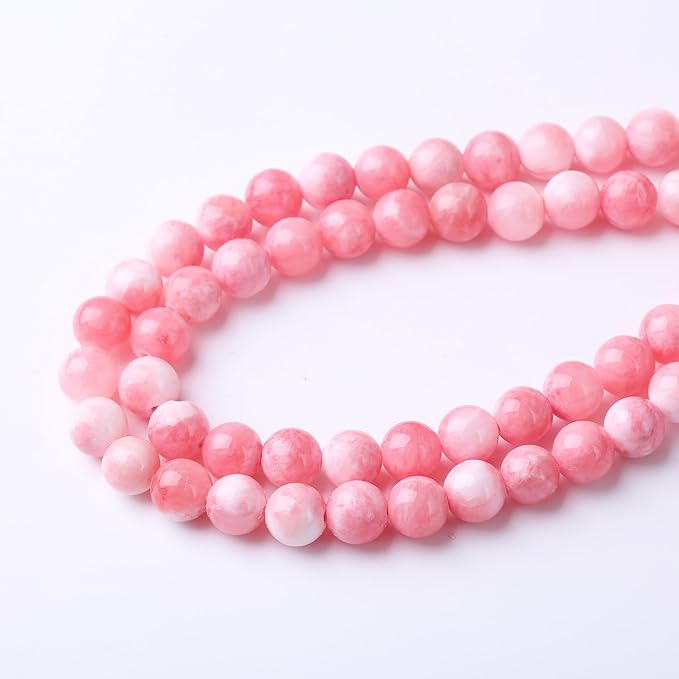 Pink Persian Jade Stone Beads Gemstone Round Crystal Energy Jade Beads Stone Beads for Jewelry Making DIY Bracelet Necklace Jewelry Making 1 Strand 15.5inch 4MM