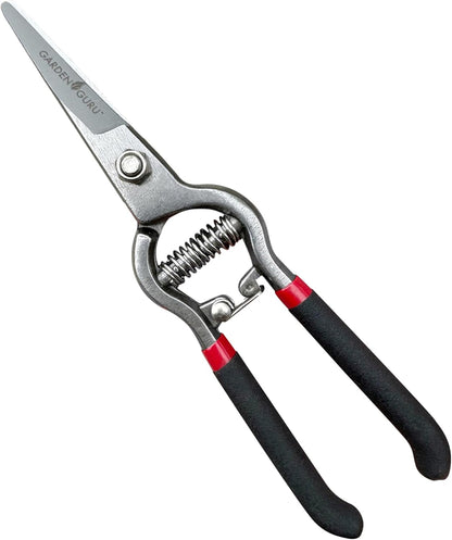 Garden Guru Classic Bypass Pruning Shears Clippers – Heavy Duty Forged Steel Garden Pruners – Safety Lock – Non Slip Comfort Grips – Cuts up to 1” Diameter – Professional Bypass Pruners for Gardening