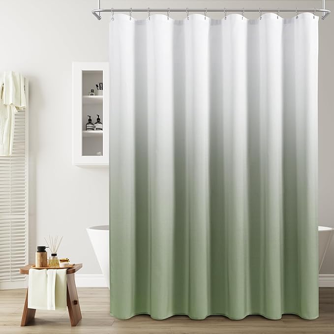 Naturoom Light Sage Shower Curtains for Bathroom,Ombre Cloth Fabric Shower Curtain Set with 12 Hooks Light Sage Bathroom Decor 72 x 72