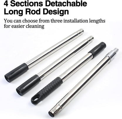 Stainless Steel Pizza Oven Brush, Grill Brush with 4 Sections Detachable Long Rod Design and Scraper, Brass Bristles Pizza Brush for Restaurants, Commercial Cleaning, Kitchens, BBQ Shelf