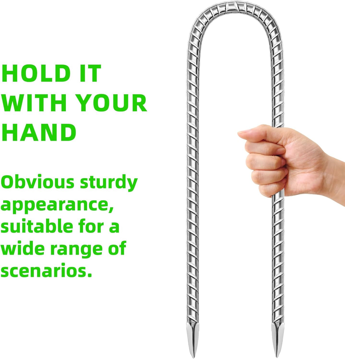 10 Pack Ground Garden Rebar Stakes Rebar 12 Inch Anti-Rust Galvanized Steel U Shape Hook Heavy Duty Ground Anchors for Tents, Position Kits,Fences, and Trampolines Landscape Fabric