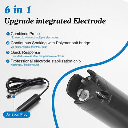 Hydroponic ppm pH Monitor, WiFi 6 in 1 pH EC Meter for Hydroponics Growing System,Continuous Monitoring pH PPM EC CF Humidity Temp of DWC Grow System Water Reservoir Tank Aeroponic Garden Aquarium...