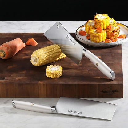 Cangshan L1 Series 2-Piece Cleaver Set, Forged German Steel (White)