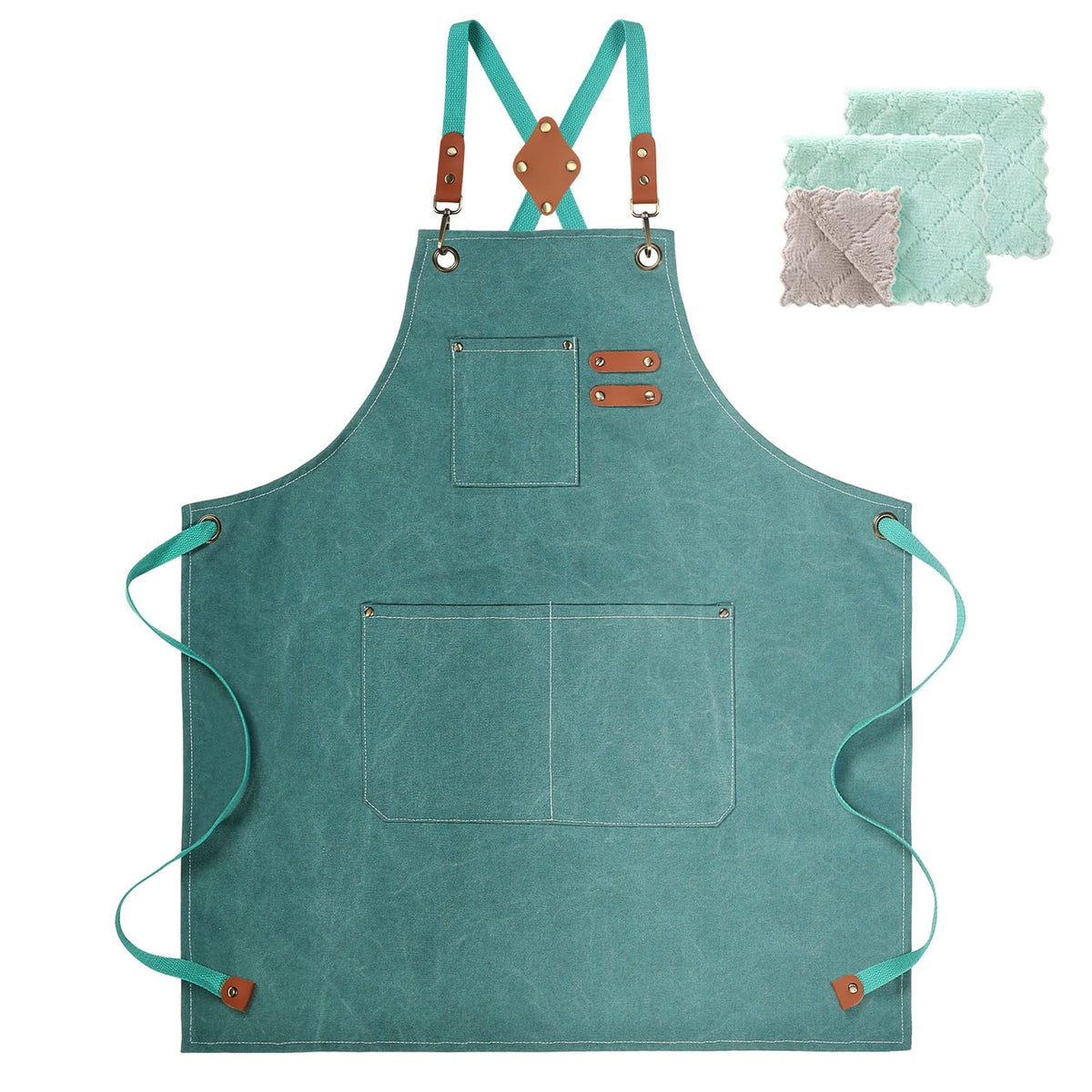 ZOMAO Chef Apron, Cotton Canvas Gardening Apron with Large Pockets for Men and Women,Kitchen Cooking Baking Bib Heavy Duty Adjustable Garden Apron