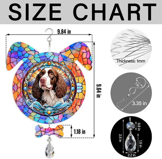 American Water Spaniel Dog Ears Wind Spinner, American Water Spaniel Wind Spinner Hanging for Yard and Garden