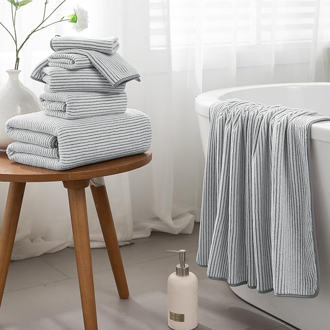 4 Piece Bath Towel Set 35"x70"Oversized Bath Towel for Bathroom Ultra Soft Fluffy Extra Large Bath Sheet Luxury Premium Bathroom Towel Highly Absorbent Quick Dry Shower Towel for Hotel Spa,Grey