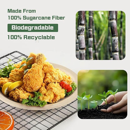 Disposable Paper Plates, 6 inch Heavy Duty Paper Plate, Soak and Cut Proof, Natural Biodegradable Bagasse Plates for Microwave, Dinner, Party, Picnic,50 Pack