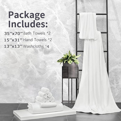 MINCHI 8 Piece Bath Towels Set, 600 GSM Absorbent Bathroom Towel for Home and Hotel Oversize Towel Sheet, 2 Large Bath Towels 35x70 inches, 2 Hand Towels,4 Wash Cloths, Dark Gray