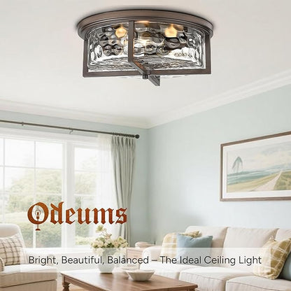 16" D Industrial Flush Mount Ceiling Light, Large 3-Light Farmhouse Close to Ceiling Lights for Hallway, Kitchen, Bathroom, Dining Room (Oil Rubbed Bronze,)