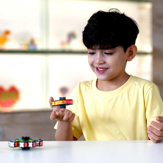 TOSY Magnet Fidget Spinner Mini - 8 Blocks, 3 in 1 Toy: Transformable Fidget Spinner, Infinity Cube, 2x2 Puzzle Cube, Stress Relief, STEM Sensory Magnet Tiles Birthday Gift for Kids/Boys/Girls/Adults