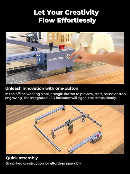 Creality 72000mW Output Power Laser Engraver, Falcon Pro 10W with Air Assist Laser Engraving Machine, CNC Machine Laser Engraver for Wood and Metal, Paper, Acrylic, Leather