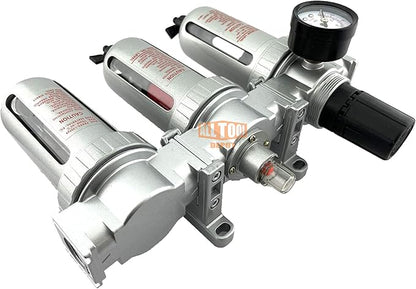 3/8" NPT MID FLOW Filter Regulator Coalescing Desiccant Dryer System For Compressed Air Lines, Poly Bowls, Great For Paint Spray And Plasma Cutter (MANUAL DRAIN)