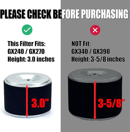4 PACKS Air Filter for Honda GX270 9HP GX240 8HP Engines Air Cleaner – Upgraded Reinforced Design – Replaces 17210-ZE2-50,17210-ZE2-822,17210-ZE2-515 – for Pressure Washer, Chipper, Lawn Equipment